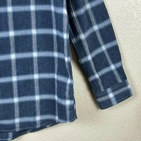 Lucky Brand Button Up Shirt Men's Sz L Classic Fit Worn Washed Long Sleeve Blue - Picture 7 of 9